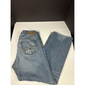 Buckle Jeans Mens 34x30 Blue BKE Trent Straight Leg Mid Rise Hipster Distressed